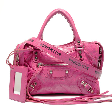 BALENCIAGA City 2way logo print Shoulder Bag pink WS27471