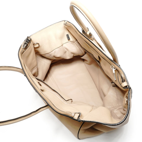 PRADA Leather 2way Tote Bag beige WS27472