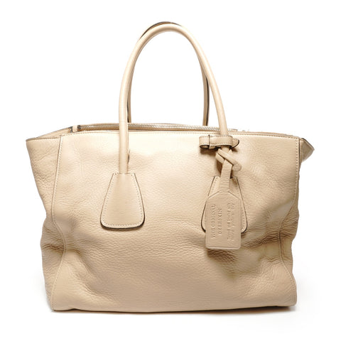 PRADA Leather 2way Tote Bag beige WS27472