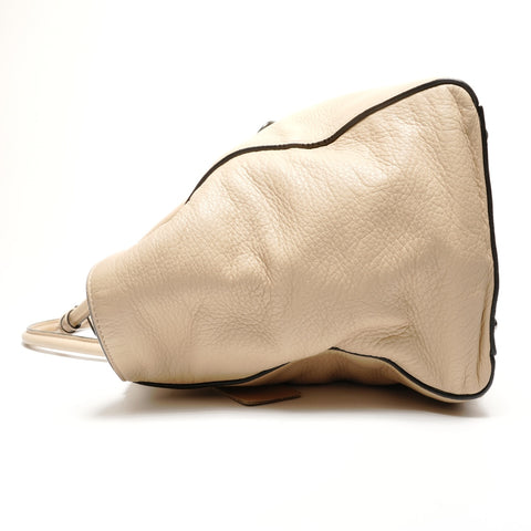 PRADA Leather 2way Tote Bag beige WS27472