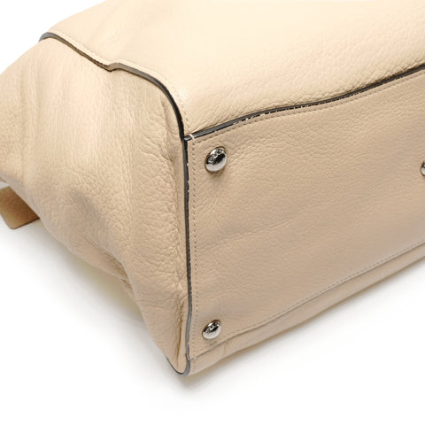 PRADA Leather 2way Tote Bag beige WS27472