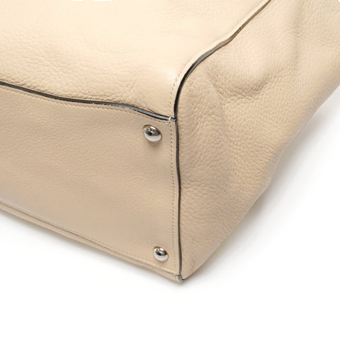 PRADA Leather 2way Tote Bag beige WS27472