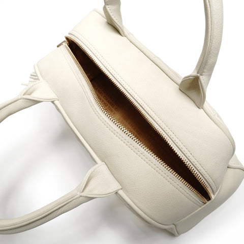 CHANEL Soft Caviar COCO Mark Fringe Boston Bag Handbag white WS27473