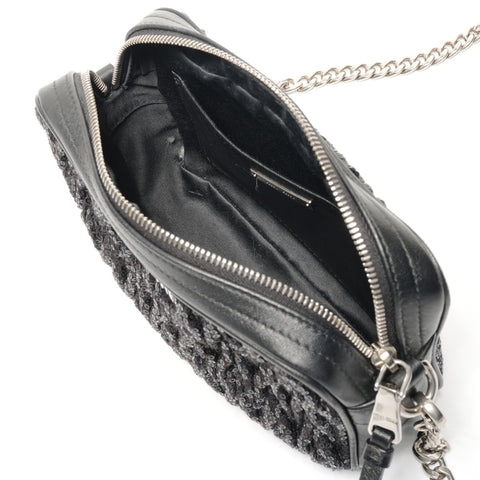 Miu Miu Sequin Chain Shoulder Bag black WS27475