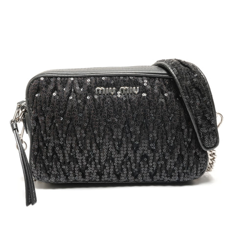 Miu Miu Sequin Chain Shoulder Bag black WS27475