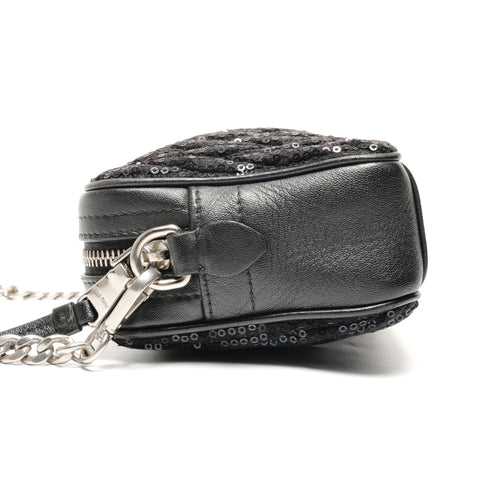 Miu Miu Sequin Chain Shoulder Bag black WS27475