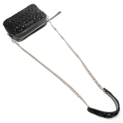 Miu Miu Sequin Chain Shoulder Bag black WS27475