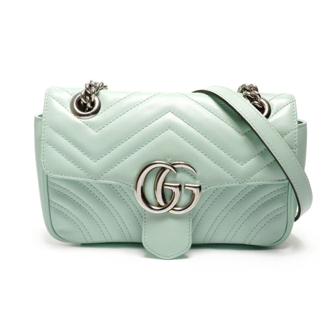 GUCCI GG Marmont Leather Shoulder Bag green WS27476