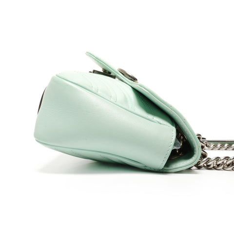 GUCCI GG Marmont Leather Shoulder Bag green WS27476