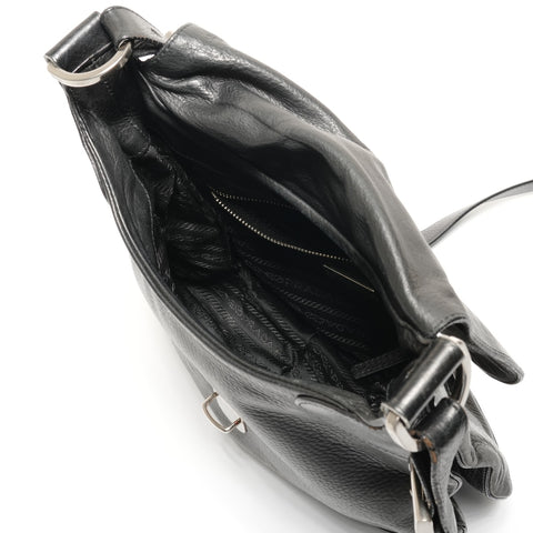 PRADA leather Shoulder Bag black WS27477