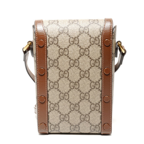 GUCCI GG Supreme Horsebit Shoulder Bag beige WS27478