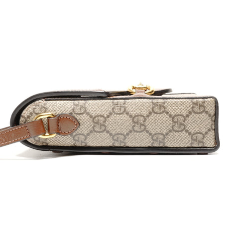 GUCCI GG Supreme Horsebit Shoulder Bag beige WS27478