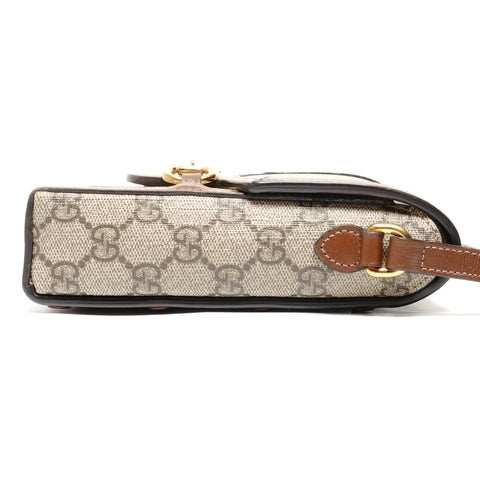 GUCCI GG Supreme Horsebit Shoulder Bag beige WS27478