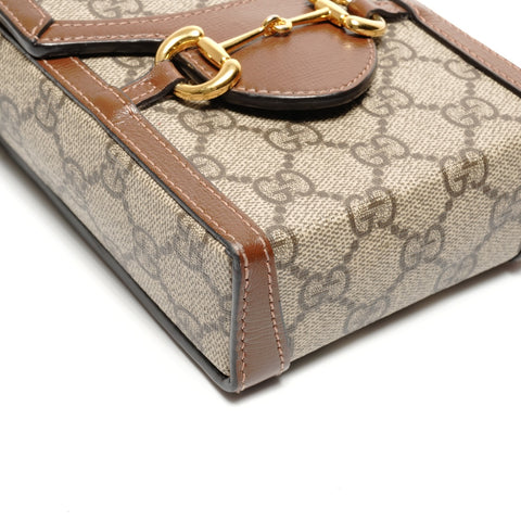 GUCCI GG Supreme Horsebit Shoulder Bag beige WS27478