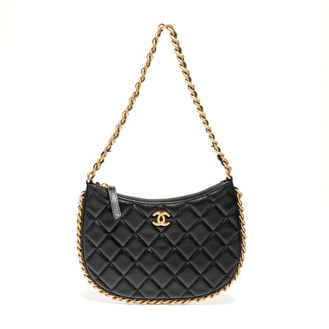 CHANEL 23B Hobo Chain Shoulder Bag black WS27480