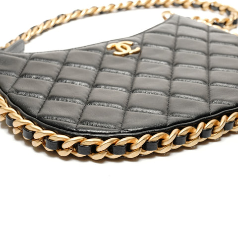 CHANEL 23B Hobo Chain Shoulder Bag black WS27480