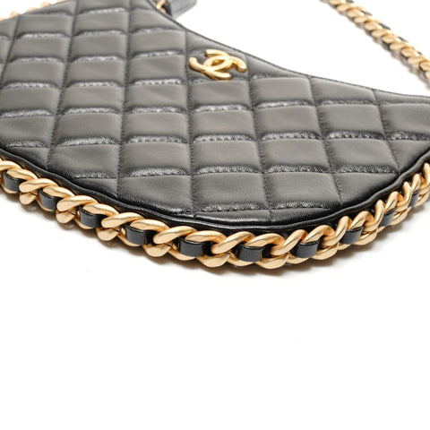 CHANEL 23B Hobo Chain Shoulder Bag black WS27480
