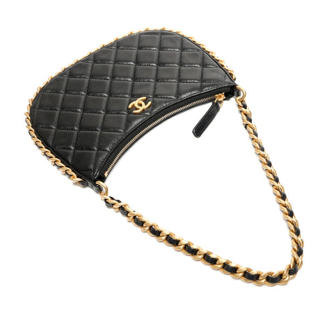CHANEL 23B Hobo Chain Shoulder Bag black WS27480