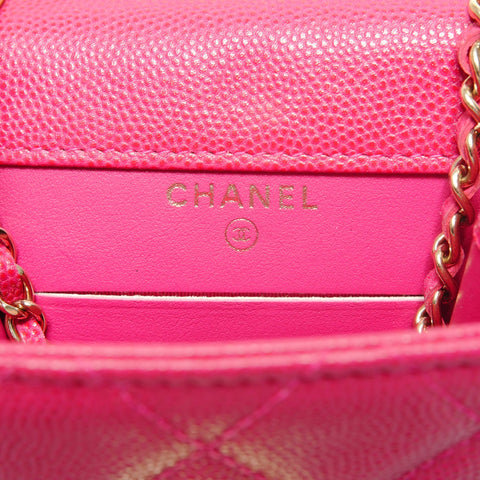 CHANEL Caviar Skin Phone Holder Shoulder Bag pink WS27481