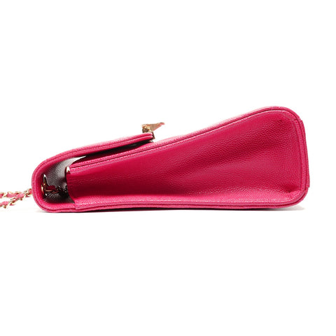 CHANEL Caviar Skin Phone Holder Shoulder Bag pink WS27481