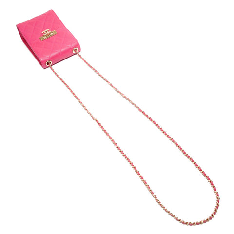 CHANEL Caviar Skin Phone Holder Shoulder Bag pink WS27481