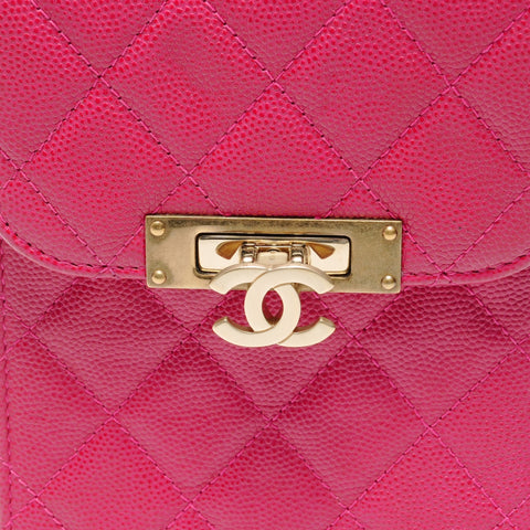 CHANEL Caviar Skin Phone Holder Shoulder Bag pink WS27481