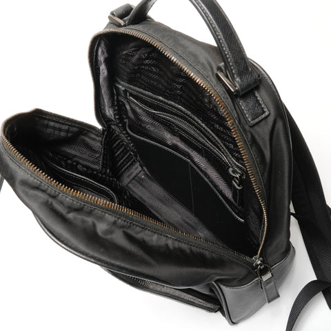 PRADA Nylon saffiano Backpack  Daypack black WS27483