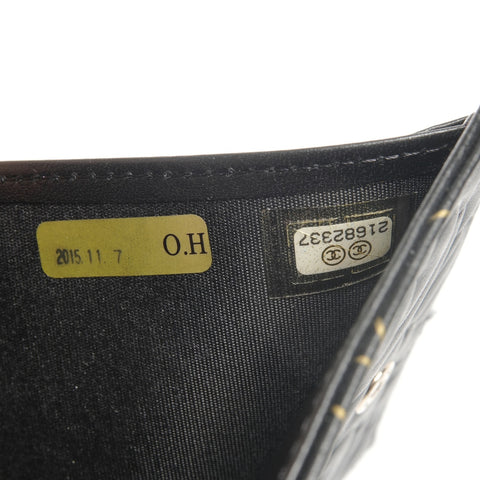 CHANEL 2015 Camellia Leather Compact Tri-fold wallet black WS27485