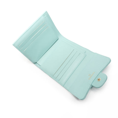 CHANEL 2018 Caviar Skin Matelasse Compact Wallet Tri-fold wallet blue WS27488