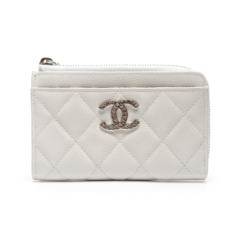CHANEL Matelasse Caviar Skin Fragment Case Coin case white WS27489
