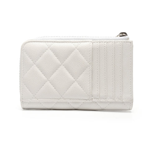 CHANEL Matelasse Caviar Skin Fragment Case Coin case white WS27489