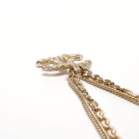 CHANEL COCO Mark 2-Row Rhinestone A21P Necklace gold WS27492