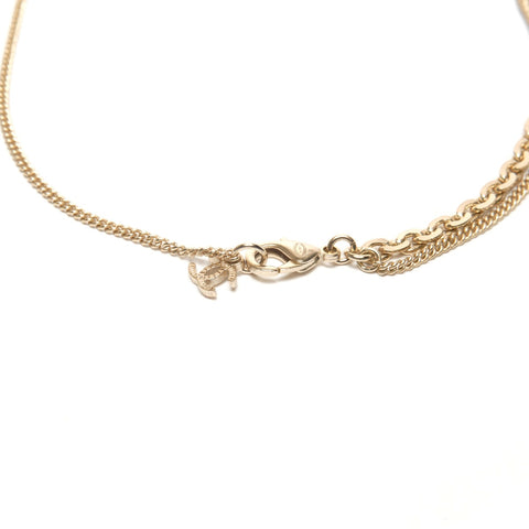 CHANEL COCO Mark 2-Row Rhinestone A21P Necklace gold WS27492