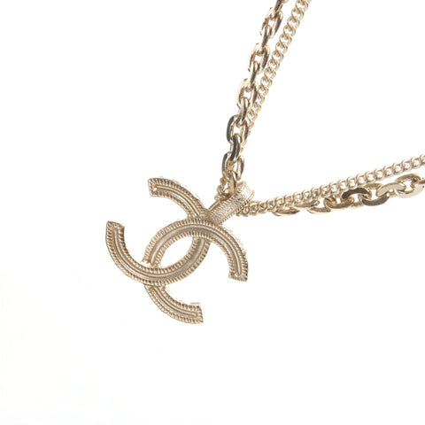 CHANEL COCO Mark 2-Row Rhinestone A21P Necklace gold WS27492