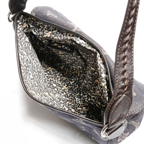 CELINE Macadam denim Shoulder Bag Navy WS27495
