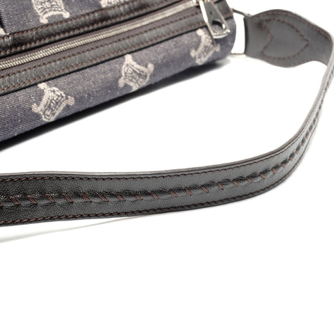 CELINE Macadam denim Shoulder Bag Navy WS27495
