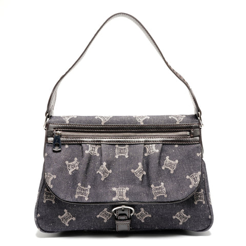 CELINE Macadam denim Shoulder Bag Navy WS27495