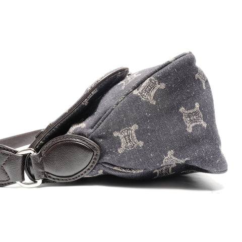CELINE Macadam denim Shoulder Bag Navy WS27495