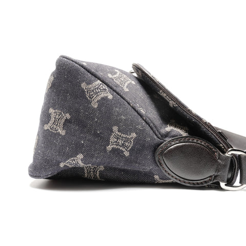 CELINE Macadam denim Shoulder Bag Navy WS27495