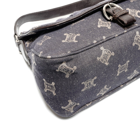 CELINE Macadam denim Shoulder Bag Navy WS27495
