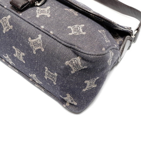 CELINE Macadam denim Shoulder Bag Navy WS27495