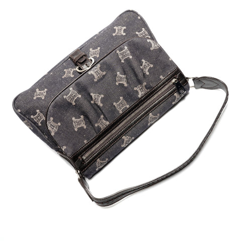 CELINE Macadam denim Shoulder Bag Navy WS27495
