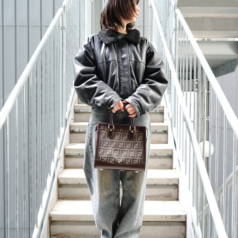 FENDI Zucca canvas Handbag Brown WS27499