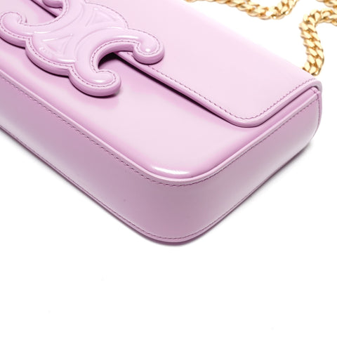CELINE Triomphe Chain Shoulder Bag, Shiny Calfskin Shoulder Bag pink WS27500