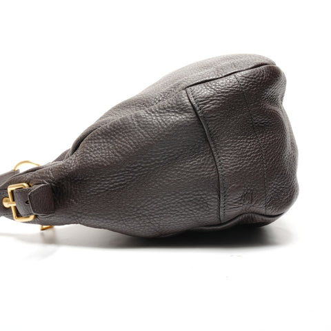 PRADA leather logo Shoulder Bag Brown WS27501