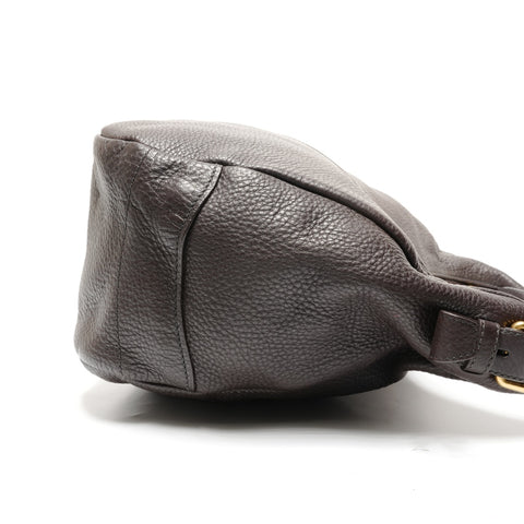 PRADA leather logo Shoulder Bag Brown WS27501