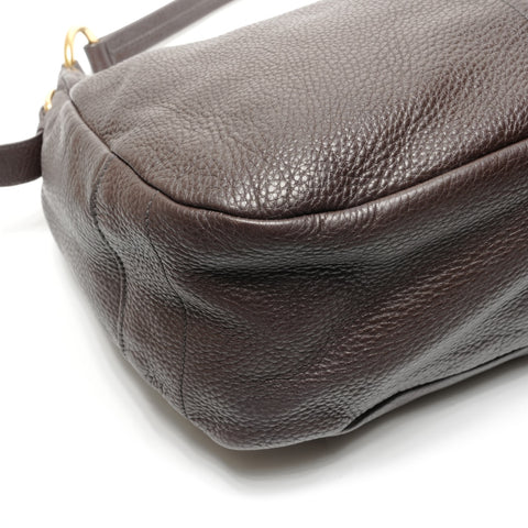 PRADA leather logo Shoulder Bag Brown WS27501