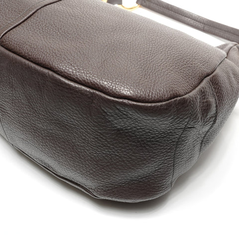 PRADA leather logo Shoulder Bag Brown WS27501