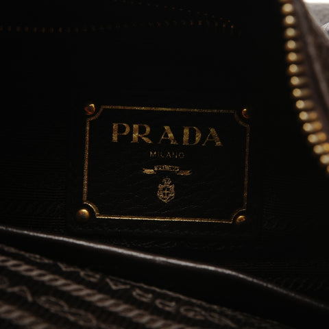 PRADA leather logo Shoulder Bag Brown WS27501