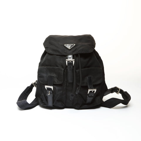 PRADA Nylon triangle logo Backpack  Daypack black WS27512